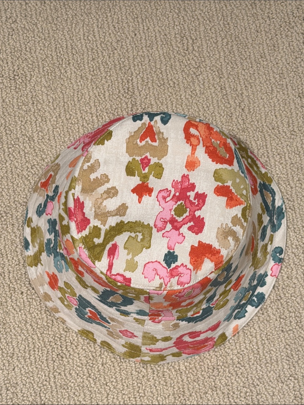 Women's Floral Print Bucket Hat in Pink, Orange, Green - Picture 3 of 3